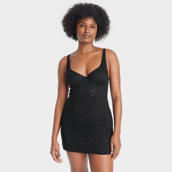 Auden Other - Auden - Women's Allover Lace Bodycon Lingerie Dress - Aude Black